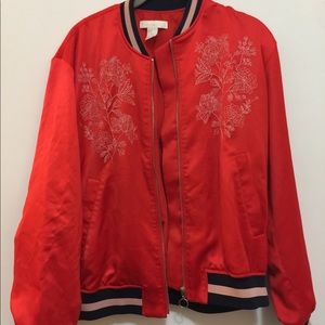 H&M Silky Embroidered Bomber Jacket Medium